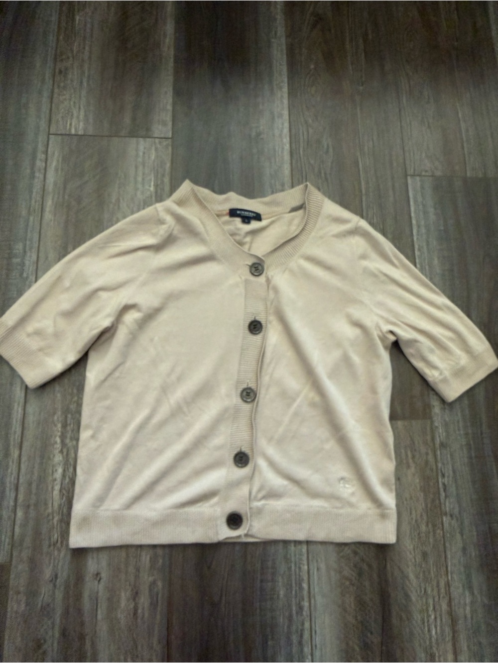 Burberry Beige Short-Sleeve Button Cardigan